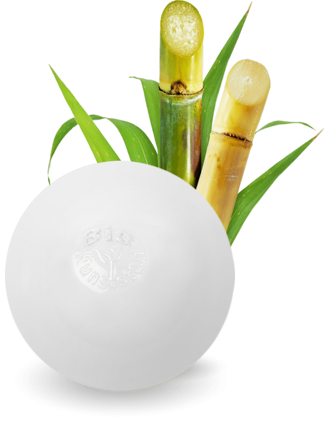 weißer Bällebad Ball hergestellt ohne fossile Rohstoffe aus Zuckerrohr